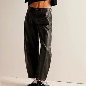 "28" We The Free Lucky You / Good Luck Vegan Leather Barrel Pants (Black)
